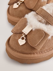 Baker by Ted Baker Faux Fur Lined Slipper Mary Jane Shoes with Bow - Slika 5 iz 6