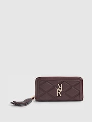 River Island Red Logo Quilted Zip Around Purse with Tassel - Image 1 of 5