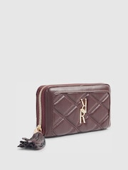 River Island Red Logo Quilted Zip Around Purse with Tassel - Image 3 of 5