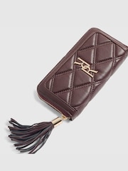 River Island Red Logo Quilted Zip Around Purse with Tassel - Image 4 of 5