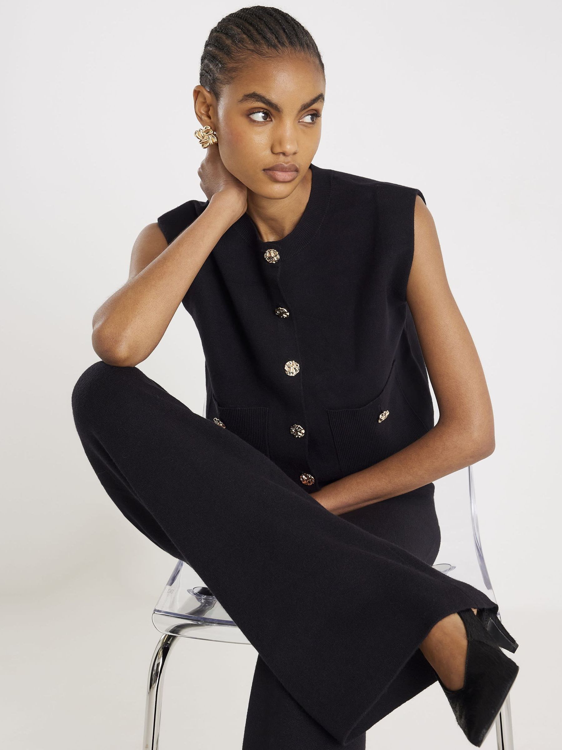 Buy River Island Black Knitted Waistcoat from Next USA