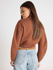 River Island Brown Knitted Structured Sleeve Cardigan - Image 2 of 4