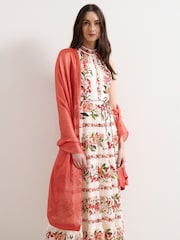 Phase Eight Orange Satin Trim Scarf - Image 1 of 5