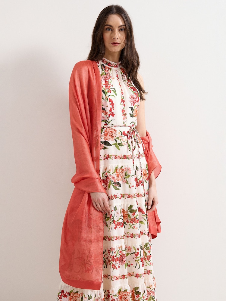 Phase Eight Orange Satin Trim Scarf - Image 1 of 5