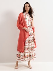 Phase Eight Orange Satin Trim Scarf - Image 2 of 5