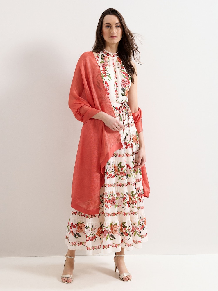 Phase Eight Orange Satin Trim Scarf - Image 2 of 5