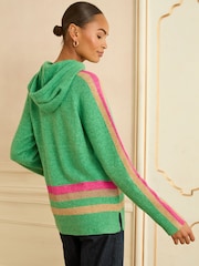 Love & Roses Bright Green Petite Stripe Metallic Hoodie - Image 4 of 4