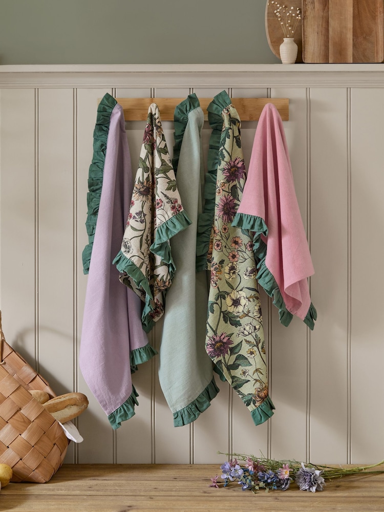 Wylder Set of 4 Multicolour Wallflower Tea Towels - Image 1 of 5