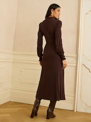 Love & Roses Chocolate Brown Knitted Midi Dress - Image 4 of 4