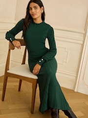 Love & Roses Forest Green Knitted Midi Dress - Image 2 of 4