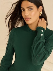 Love & Roses Forest Green Knitted Midi Dress - Image 3 of 4