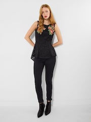 Joe Browns Black Embroidered Lace Sleeveless Blouse - Image 1 of 5