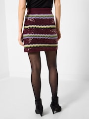 Joe Browns Red Knitted Sequin Mini Skirt - Image 2 of 5