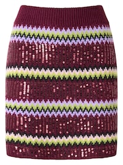 Joe Browns Red Knitted Sequin Mini Skirt - Image 5 of 5