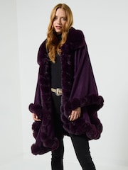 Joe Browns Faux Fur Collar And Trim Wrap Coverup - Imagen 2 de 5