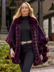 Joe Browns Faux Fur Collar And Trim Wrap Coverup - Imagen 4 de 5