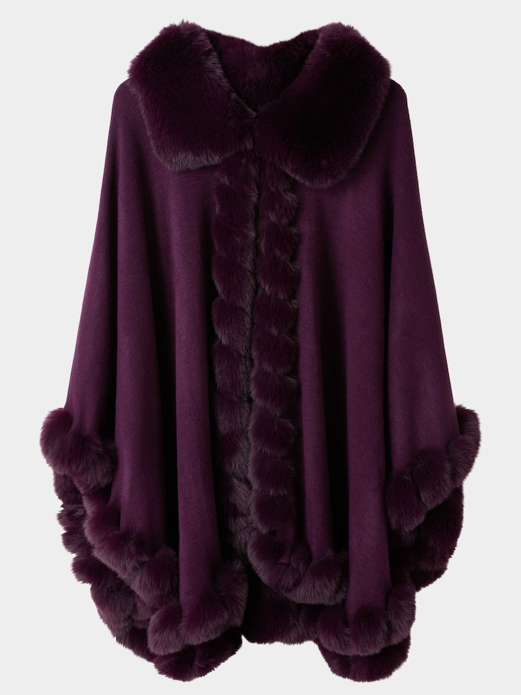 Joe Browns Purple Faux Fur Collar And Trim Wrap Coverup - Image 5 of 5 Joe Browns Purple Faux Fur Collar And Trim Wrap Coverup - Image 5 of 5
