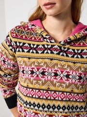 Joe Browns Pink Fairisle Jacquard Hooded Jumper - Image 4 of 7