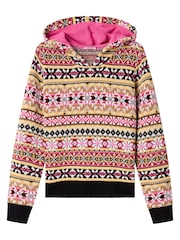 Joe Browns Pink Fairisle Jacquard Hooded Jumper - Image 7 of 7