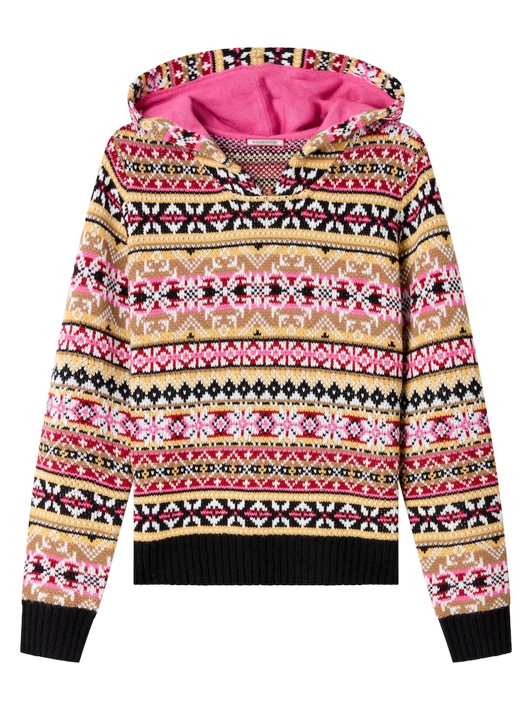 Joe Browns Pink Fairisle Jacquard Hooded Jumper - Image 7 of 7 Joe Browns Pink Fairisle Jacquard Hooded Jumper - Image 7 of 7