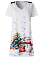 Joe Browns Snowman Festive Jersey Nightie - Imagen 5 de 5