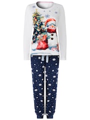 Joe Browns Blue Snowman Festive Pyjamas Set - Image 6 of 8
