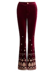 Joe Browns Red Embroidered Velvet Flared Trousers - Image 7 of 7