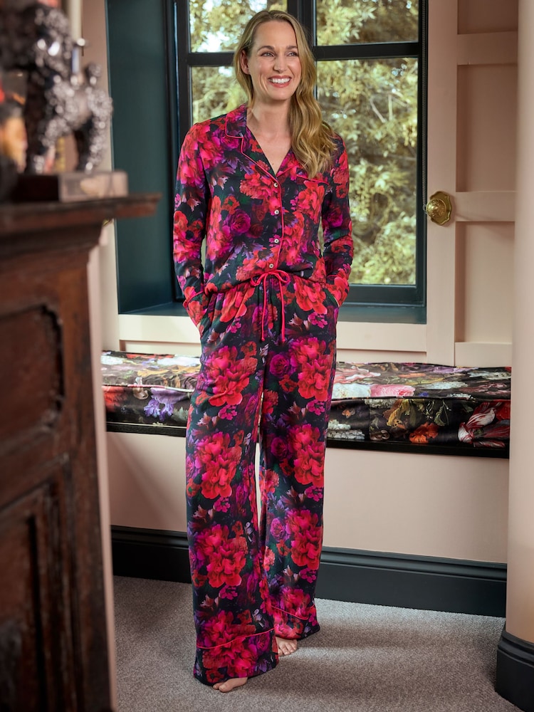 Joe Browns Black Boutique Winter Floral Pyjama Bottoms - Image 1 of 5 Joe Browns Black Boutique Winter Floral Pyjama Bottoms - Image 1 of 5