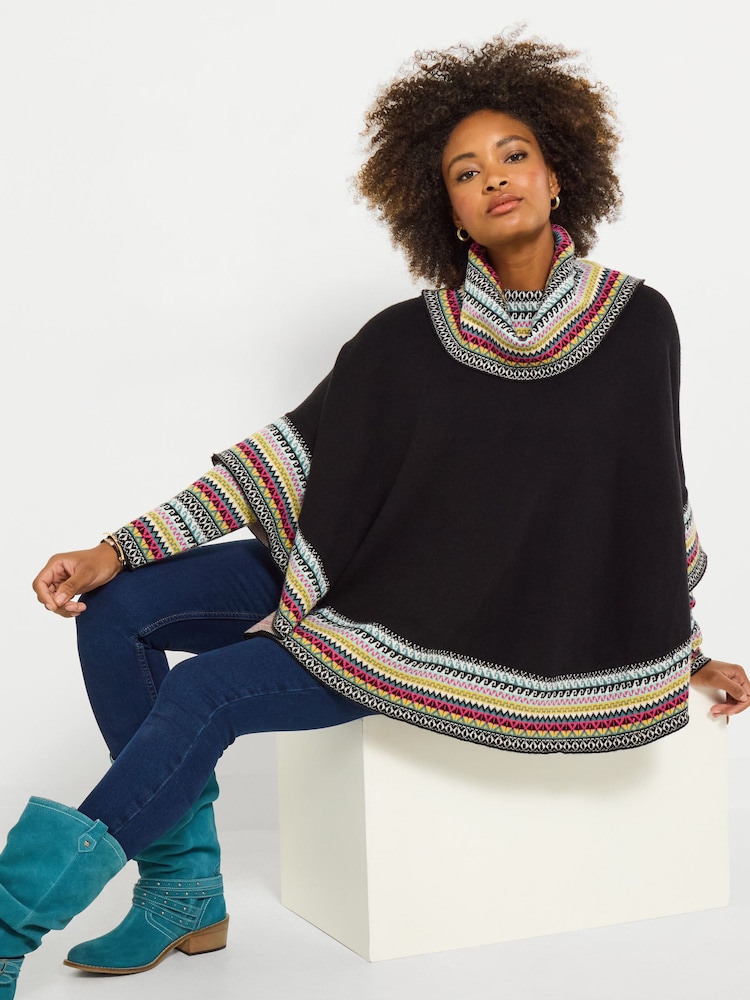 Joe Browns Black Boho Poncho Jumper - Image 1 of 5 Joe Browns Black Boho Poncho Jumper - Image 1 of 5