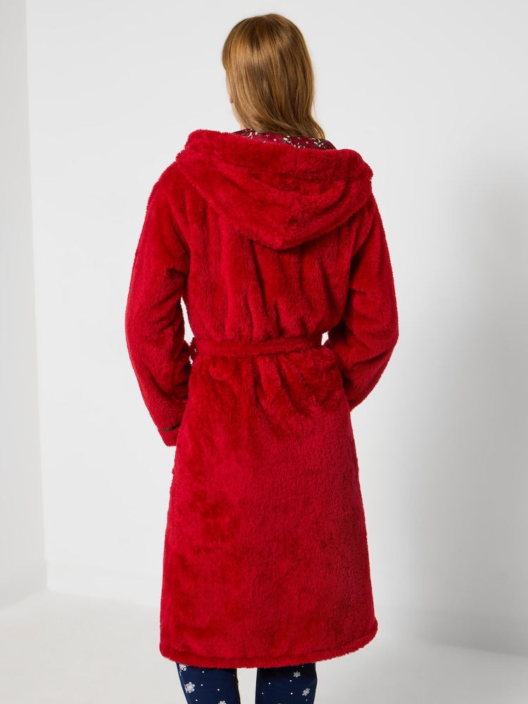 Joe Browns Red Festive Soft Fleece Dressing Grown - Image 2 of 6 Joe Browns Red Festive Soft Fleece Dressing Grown - Image 2 of 6