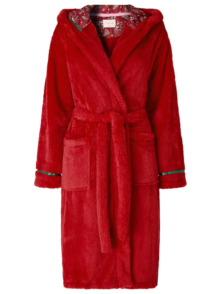 Joe Browns Red Festive Soft Fleece Dressing Grown - Image 6 of 6 Joe Browns Red Festive Soft Fleece Dressing Grown - Image 6 of 6