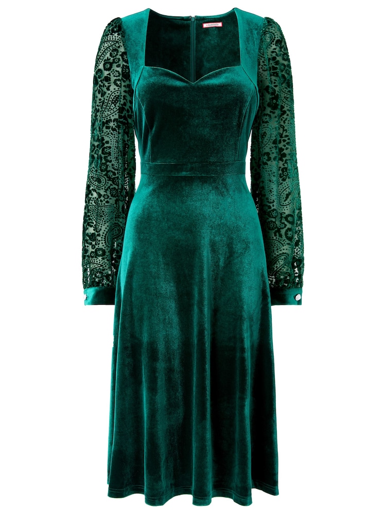 Joe Browns Green Stretchy Velour Knee Length Dress - Image 7 of 7 Joe Browns Green Stretchy Velour Knee Length Dress - Image 7 of 7