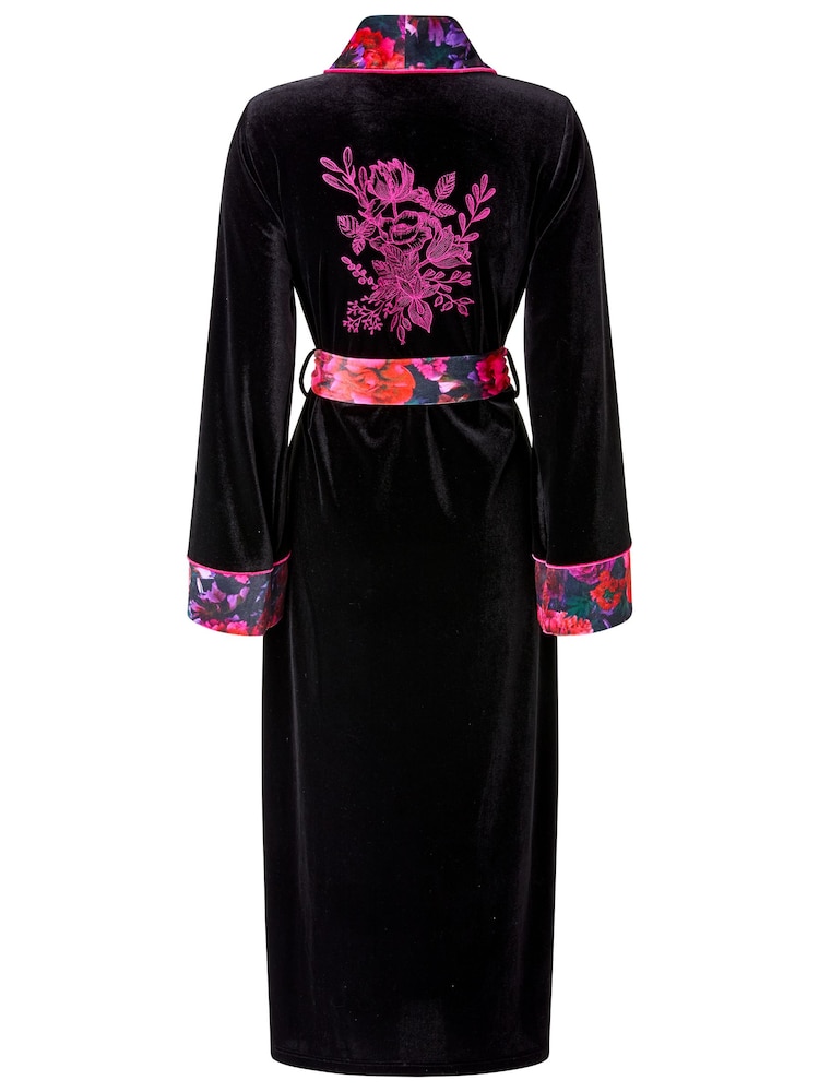 Joe Browns Black Boutique Floral Velour Dressing Gown - Image 9 of 9 Joe Browns Black Boutique Floral Velour Dressing Gown - Image 9 of 9