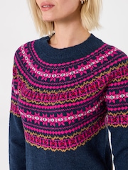 Joe Browns Blue Jacquard Detail Fairisle Knitted Dress - Image 3 of 6
