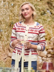 Joe Browns Cream Fairisle Pattern Design Winter Cardigan - Image 1 of 7