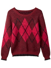Joe Browns Red Crew Neck Argyle Jumper - Image 6 of 6