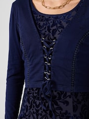 Joe Browns Blue Lace-Up Devore Tunic Top - Image 2 of 5