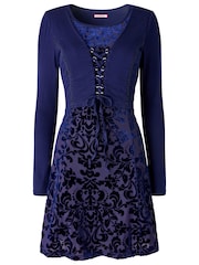 Joe Browns Blue Lace-Up Devore Tunic Top - Image 5 of 5