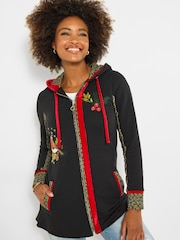 Joe Browns Black Festive Robin Print Hoodie - Image 3 of 5