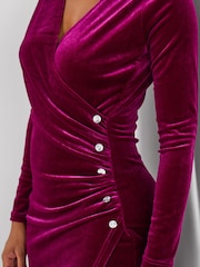 Joe Browns Pink V-Neck Stretchy Velour Dress - Image 2 of 5