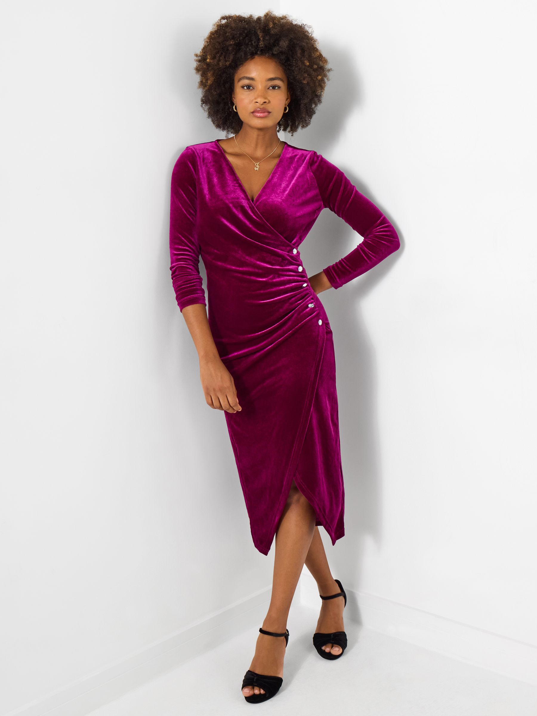 Buy Joe Browns Pink V-Neck Stretchy Velour Dress from the Next UK