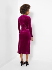 Joe Browns Pink V-Neck Stretchy Velour Dress - Image 4 of 5