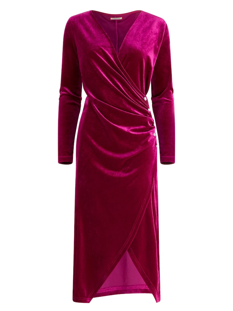 Joe Browns Pink V-Neck Stretchy Velour Dress - Image 5 of 5 Joe Browns Pink V-Neck Stretchy Velour Dress - Image 5 of 5