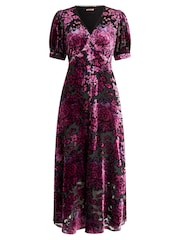 Joe Browns Purple Floral Devore Dress - Image 7 of 7
