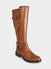 Joe Browns Brown Buckle And Zip Detail Leather Riding Boots - Image 4 of 6