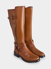 Joe Browns Brown Buckle And Zip Detail Leather Riding Boots - Image 5 of 6