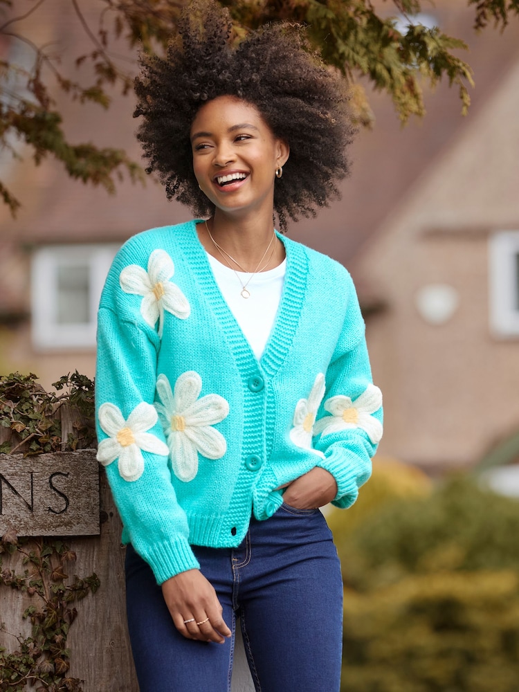Joe Browns Blue Oversized Floral Cardigan - Image 1 of 7 Joe Browns Blue Oversized Floral Cardigan - Image 1 of 7