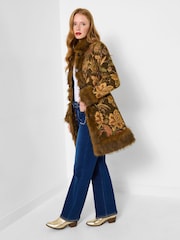 Joe Browns Gold Floral Print Jacquard Coat - Image 3 of 7