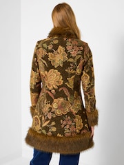 Joe Browns Gold Floral Print Jacquard Coat - Image 4 of 7