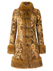 Joe Browns Gold Floral Print Jacquard Coat - Image 7 of 7